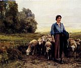 Shepherdess With Her Flock by Julien Dupre